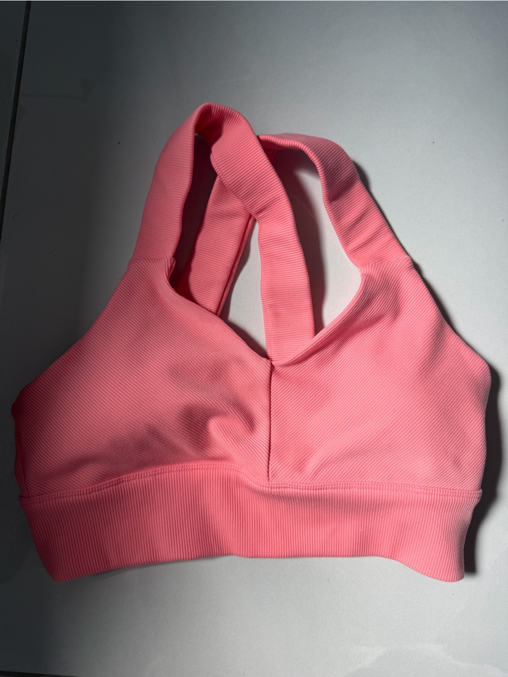 ALO Yoga Ribbed Pink Bike Shorts Top